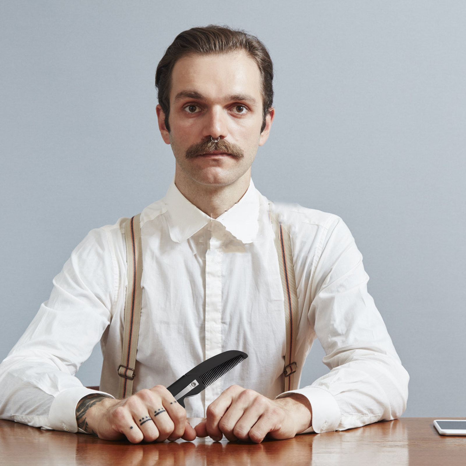 Mens Grooming Tools - 남성용 4Pcs 접이식 수염 빗 휴대용