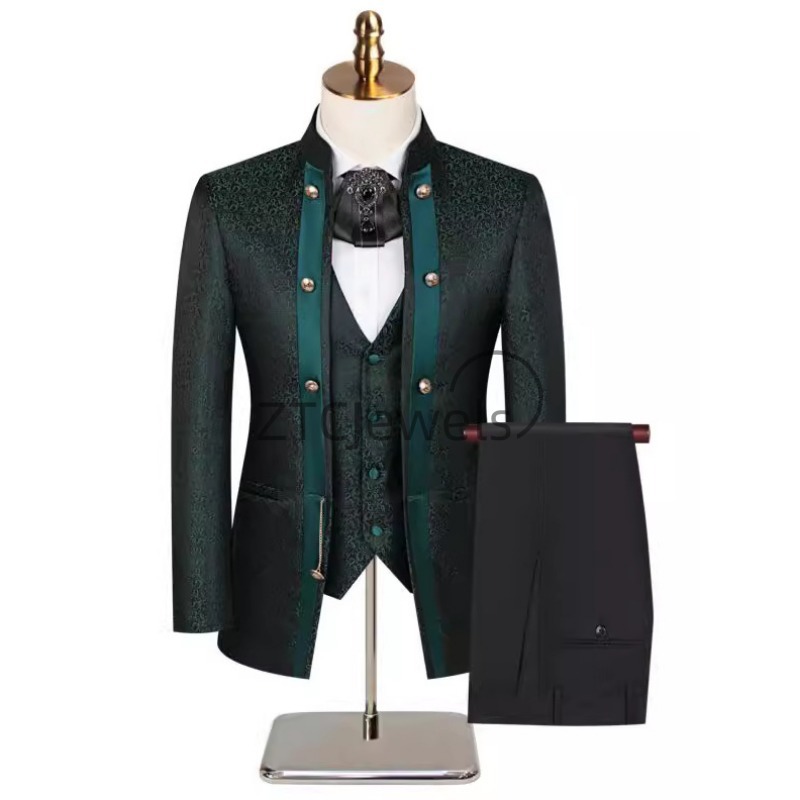 Men'S Groom - 2026년 신상 중국풍 남성 정장, 그린