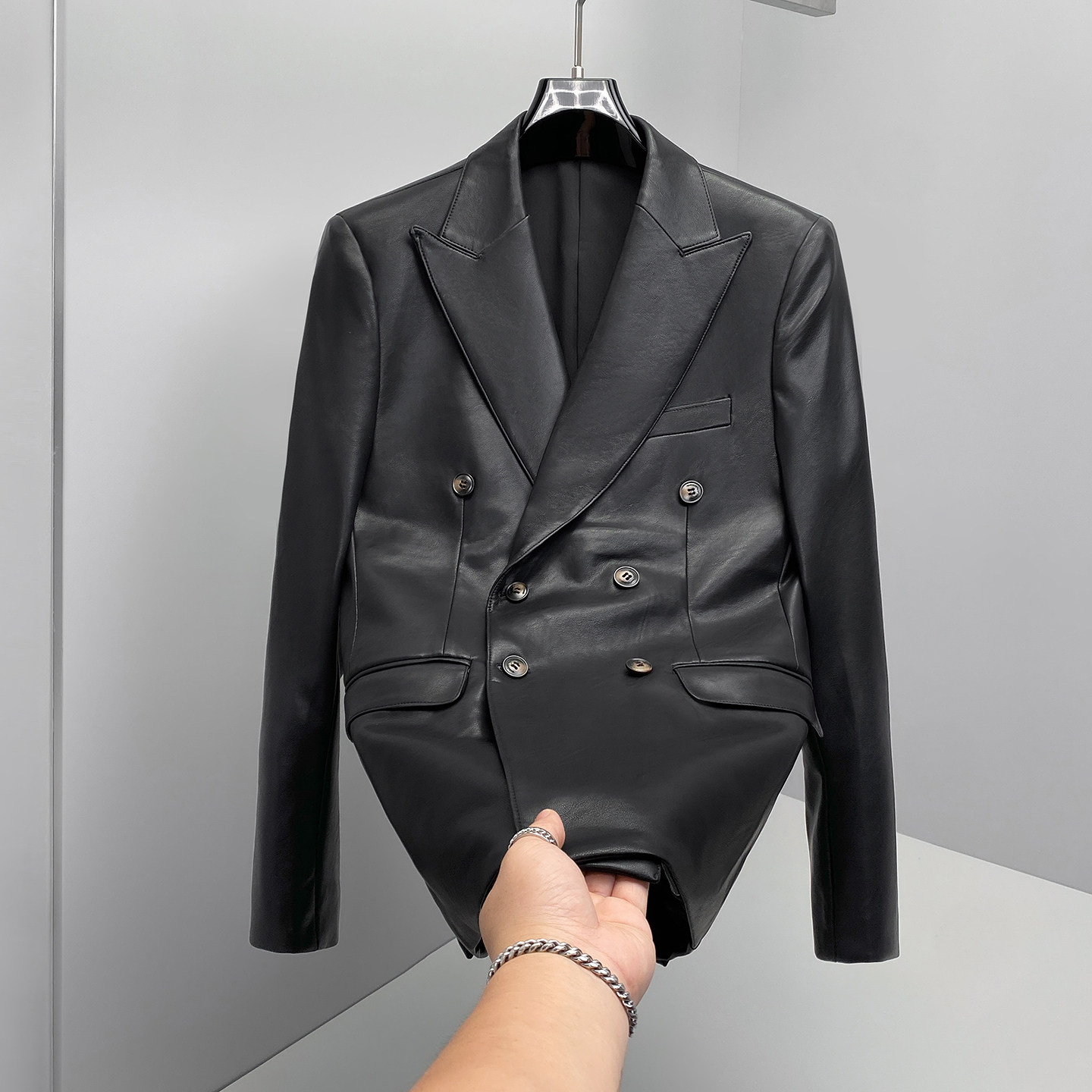 브랜드 봄 가을 남성 더블 브레스티드 가죽 수트 재킷  - Mens Grooming Brand 리뷰 및 가격