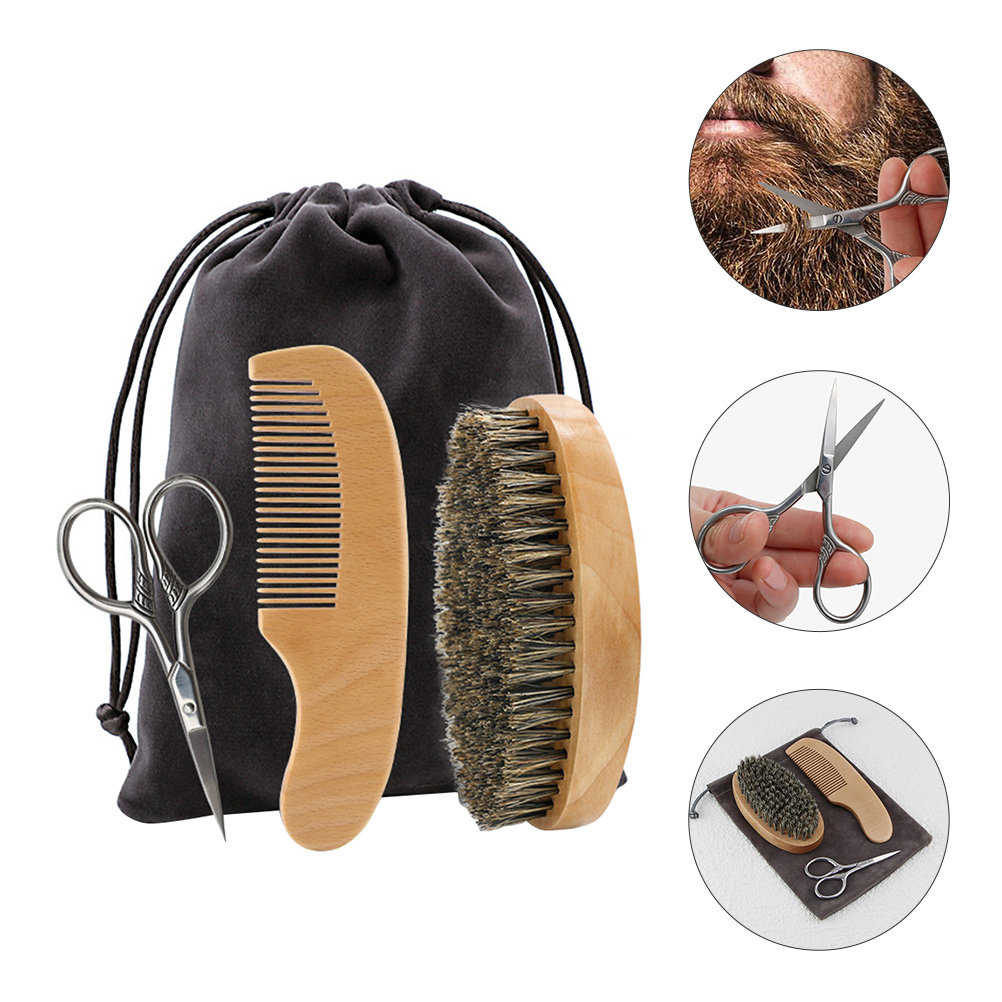 남성용 전문 수염 관리 세트 1세트, 나무 빗, 브러쉬 - Men'S Grooming Scissors 리뷰 및 가격